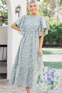 Say You Love It Purple Watercolor Midi Dress