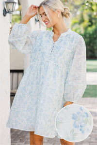 Your Biggest Wish Light Blue Ditsy Floral Dress