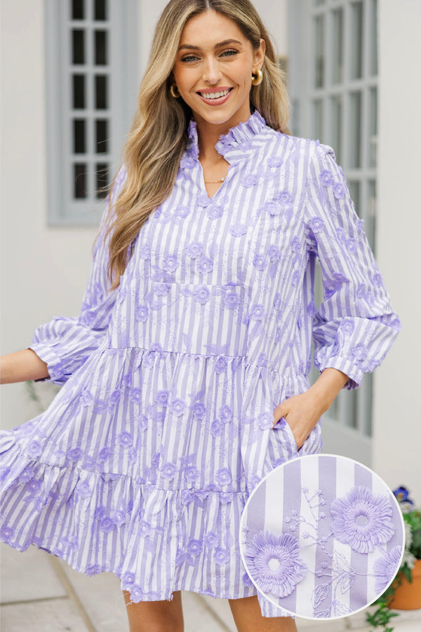 Always On My Mind Purple Embroidered Babydoll Dress