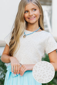 Girls: Journey Over Destination Cream Leopard Tee