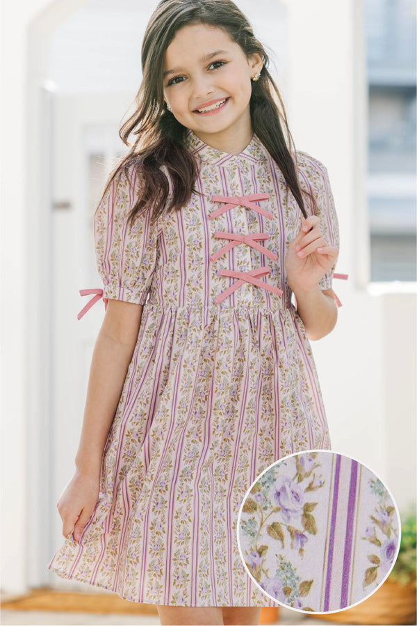 Girls: The Audrey Mauve Floral Dress