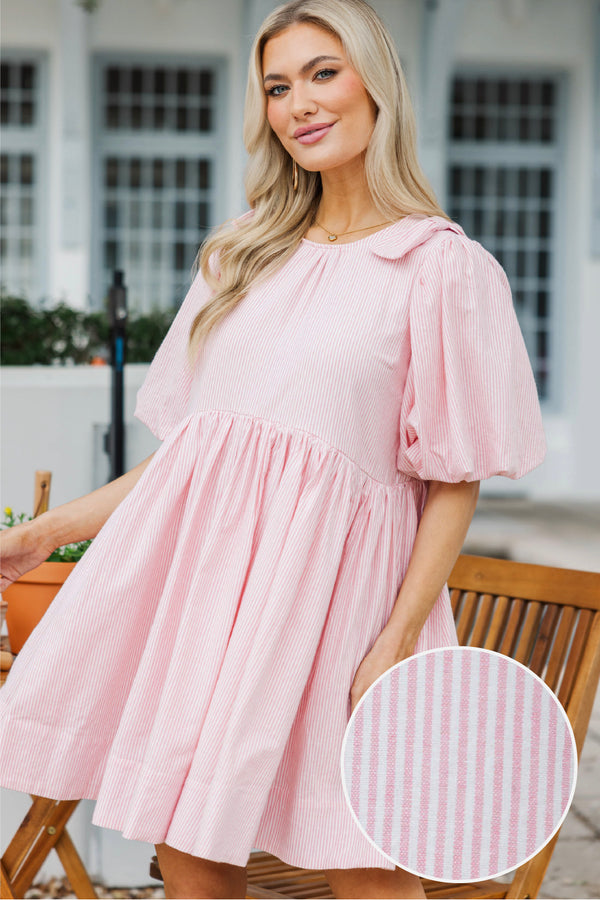 Dreaming Of The Day Pink Striped Babydoll Dress