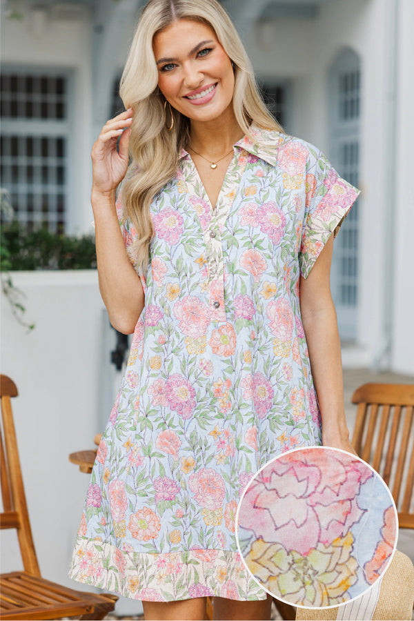 Darling Daisy Light Blue Floral Dress