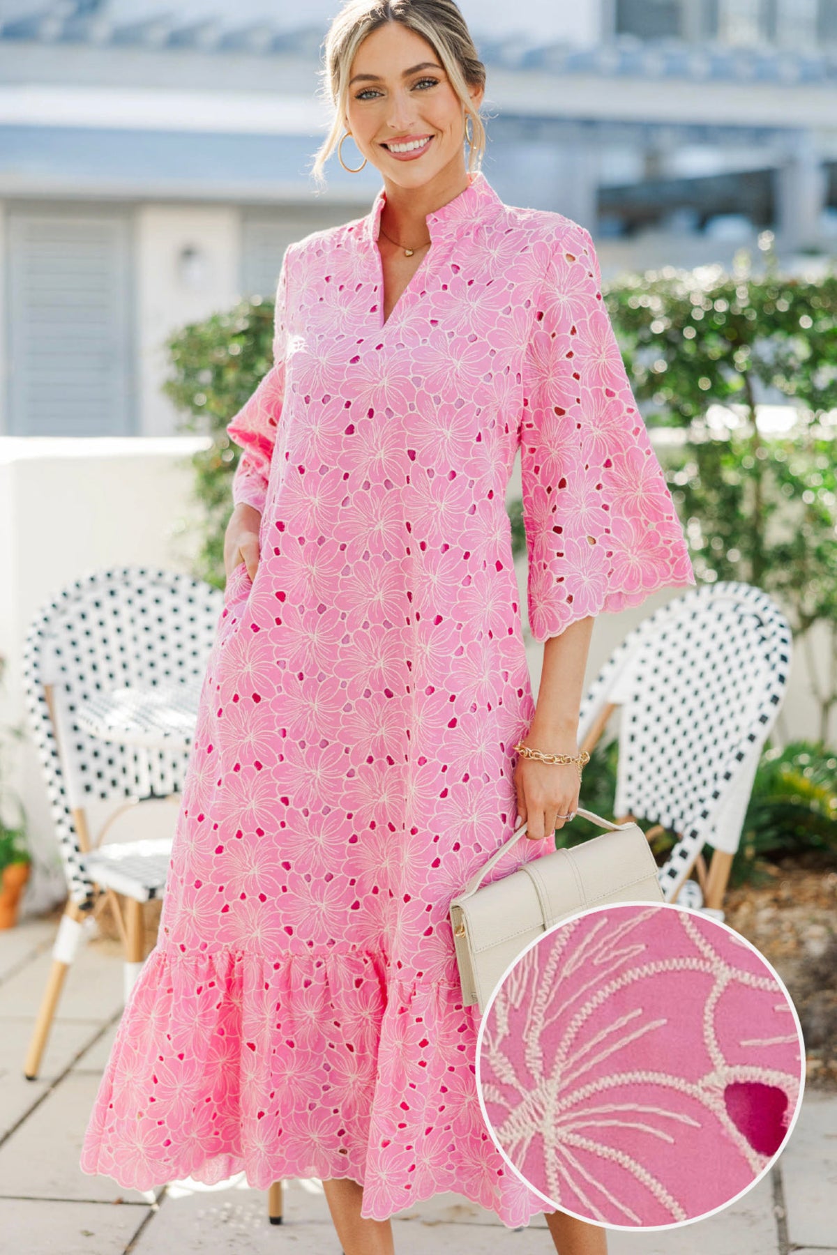 light pink cross stitch pineapple embroidered midi dress Pineapple Summer Midi Dress in Pastel Pink PC813 Pinkcloset