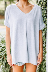 Make Your Life Easy Heather Gray V-neck Top