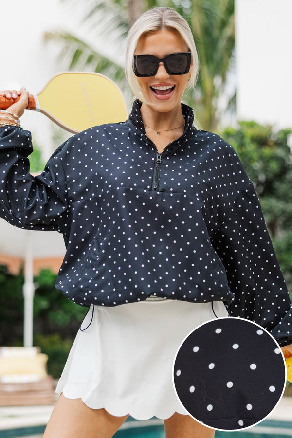 Sleek Sophisticate Black Polka Dot Jacket