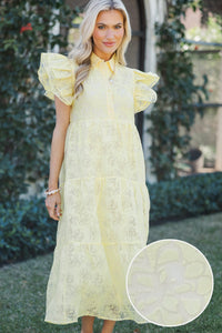 More Good Days Yellow Textured Midi Dress