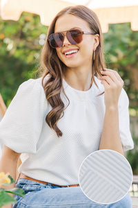 Just Imagine White Textured Blouse