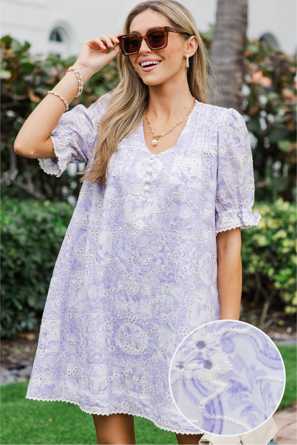 Spring Garden Lavender Embroidered Dress