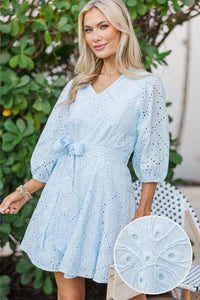 Edge Of Chic Blue Eyelet Dress