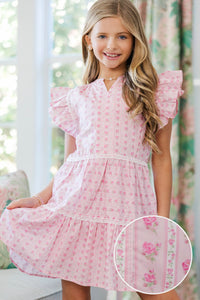 Girls: At This Time Light Pink Floral Dress