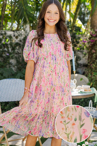 Girls: Think About It Pink Multi Floral Midi Dress