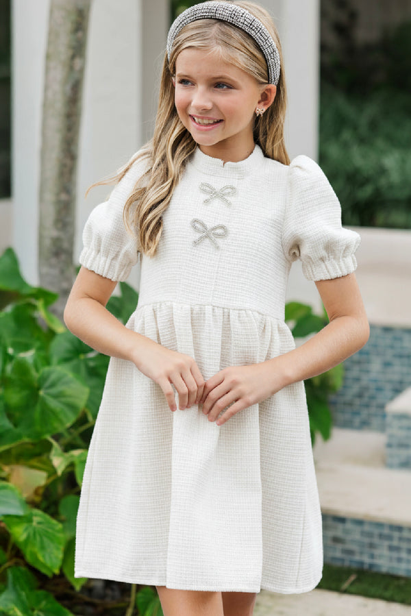 Girls: The Gwen Cream Embellished Tweed Dress Shop the Mint Girls: The Gwen Cream Embellished Tweed Dress Shop the Mint