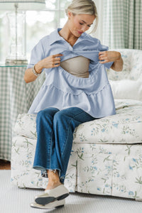 NURSING COLLECTION: All You Need To Hear Light Blue Striped Babydoll Top