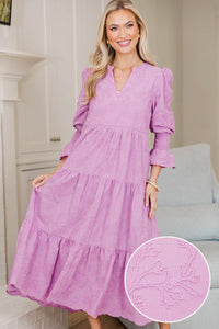 NURSING COLLECTION: What A Surprise Lavender Textured Midi Dress