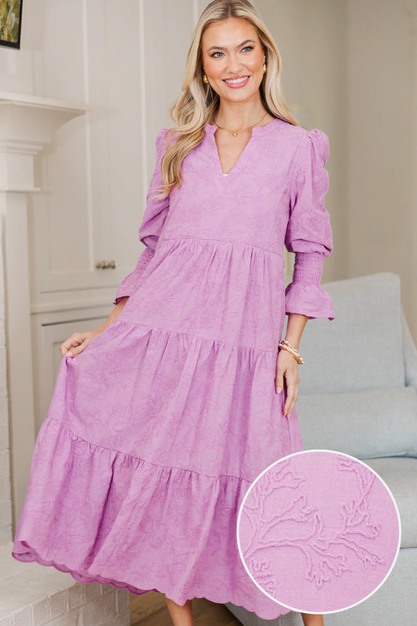 NURSING COLLECTION: What A Surprise Lavender Textured Midi Dress