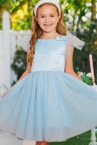 Girls: Dancing Together Light Blue Tulle Pearl Dress