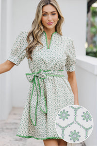 Classy Intentions Green Medallion Dress