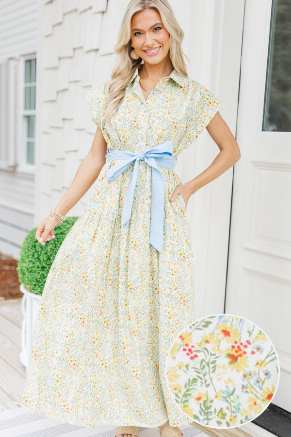 Feeling Inspired Yellow Ditsy Floral Maxi Dress