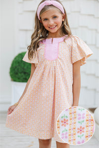 Girls: The Claire Orange Stripe Cotton Dress