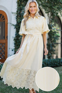 Chic Vision Yellow Striped Midi Dress