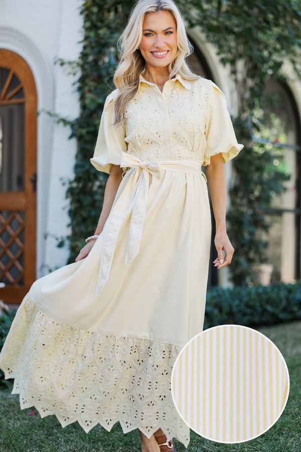 Chic Vision Yellow Striped Midi Dress