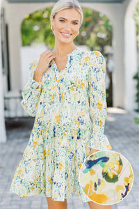 In Your Happy Place Yellow Watercolor Floral Dress