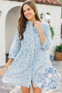 Always The One Navy Blue Floral Toile Shift Dress