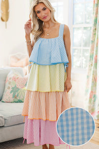 NURSING COLLECTION: Open Skies Multi Gingham Midi Dress