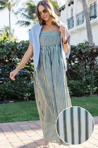 Polished And Pretty Green Striped Maxi Dress