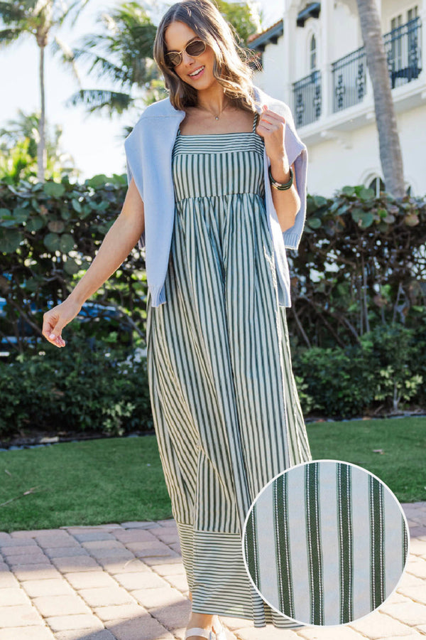 Polished And Pretty Green Striped Maxi Dress – Shop the Mint