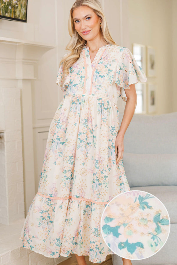 NURSING COLLECTION: Delicate Daze Cream Eyelet Midi Dress