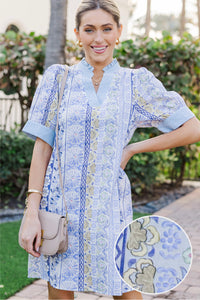 Sunny Stroll Blue Floral Dress