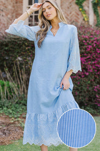 My Kind Of Day Blue Eyelet Midi Dress