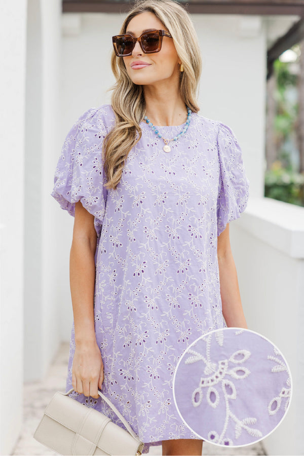 Signed With Love Lavender Eyelet Dress, Small - The Mint Julep Boutique
