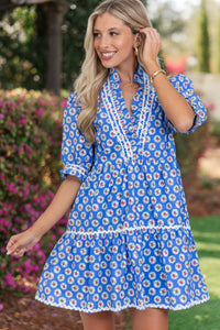 Love Grows Here Blue Medallion Dress