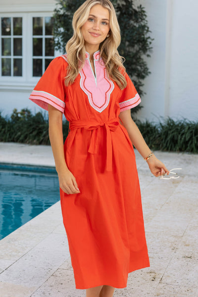 thml orange dress THML: Sweet And Simply Styled Red Midi Dress, Small - The Mint Julep Boutique Material:silk Landon mini Dress by button front dress Boat mönster till klänning
