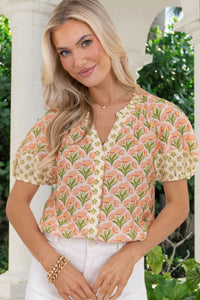 Day Well Spent Coral Floral Blouse