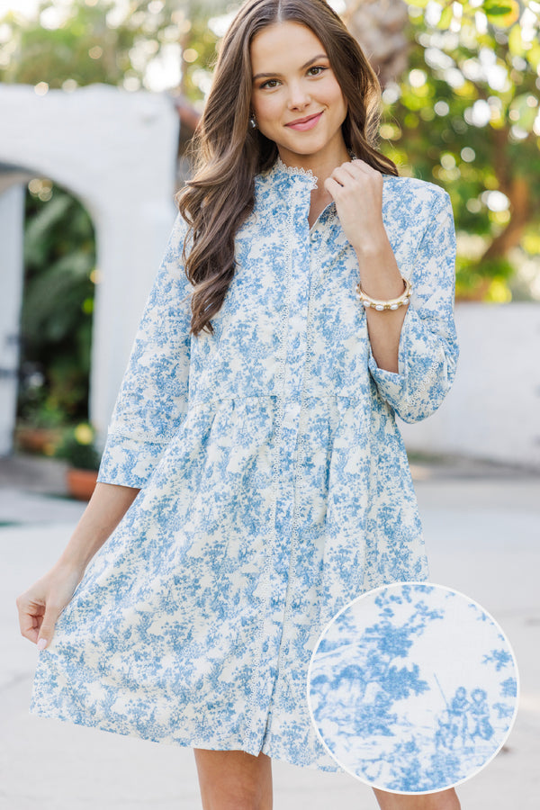 Always The One Blue Floral Toile Shift Dress, X-Large - The Mint Julep Boutique | Women's Boutique Clothing Always The One Blue Floral Toile Shift Dress, X-Large - The Mint Julep Boutique | Women's Boutique Clothing