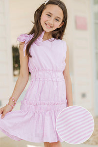 Girls: Bloom Where You’re Planted Pink Striped One Shoulder Dress