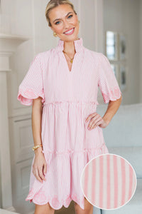 NURSING COLLECTION: Sweet As The Moment Pink Striped Embroidered Dress