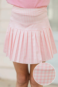 Girls: The Sadie Pink Gingham Skort
