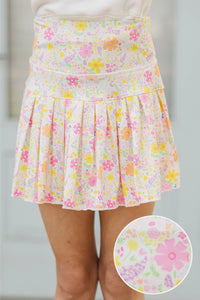 Girls: The Sadie Yellow Ditsy Floral Skort