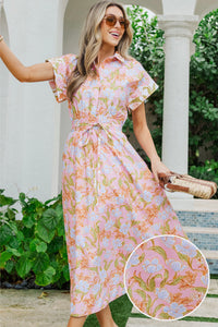 Relaxed Yet Polished Pink Floral Midi Dress