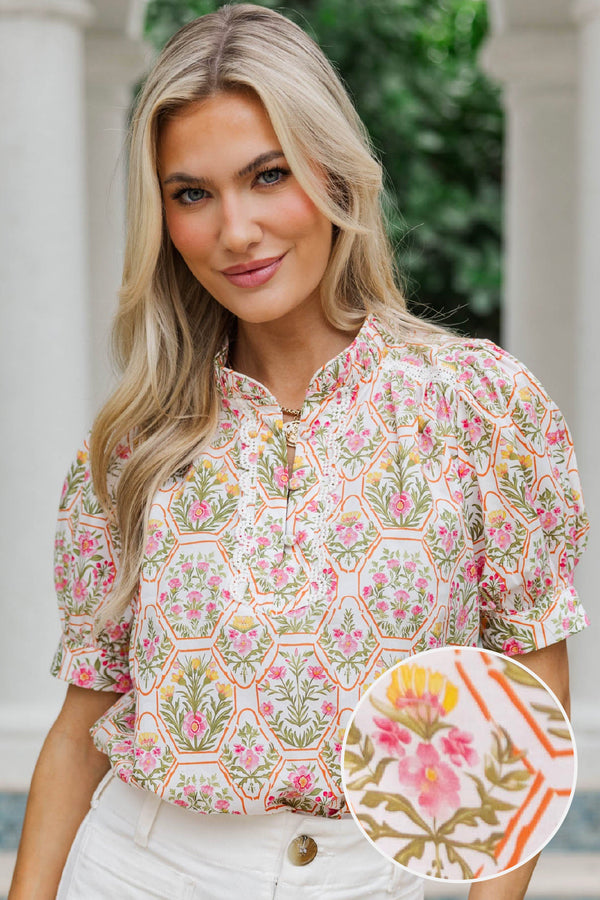 This One’s A Keeper Blush Ditsy Floral Blouse