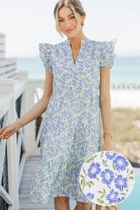 Make It Your Own Purple Ditsy Floral Tiered Dress