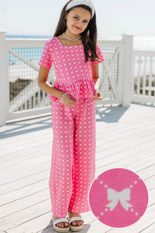 Girls: Playdate Pretty Pink Bow Print Set
