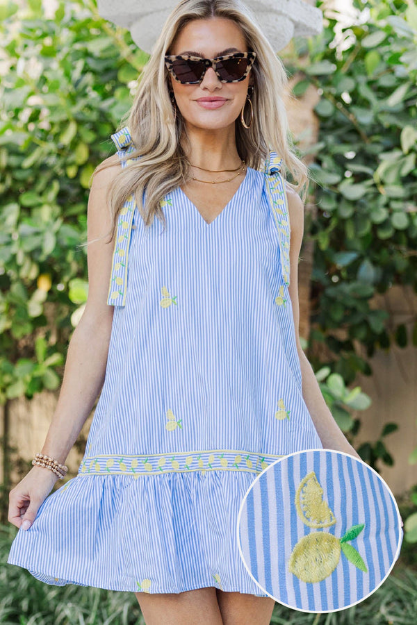 Made To Be Worn Blue Striped Babydoll Dress