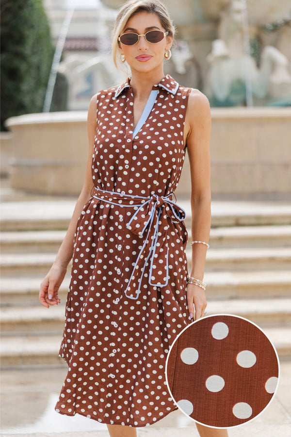 THML: A Little Bit Extra Brown Polka Dot Dress