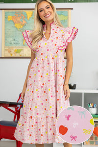 Count On Me Pink Novelty Midi Dress